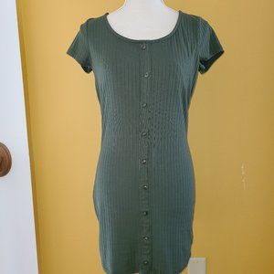 Mini Dress Faux Botton Down Sage Green Sz Med